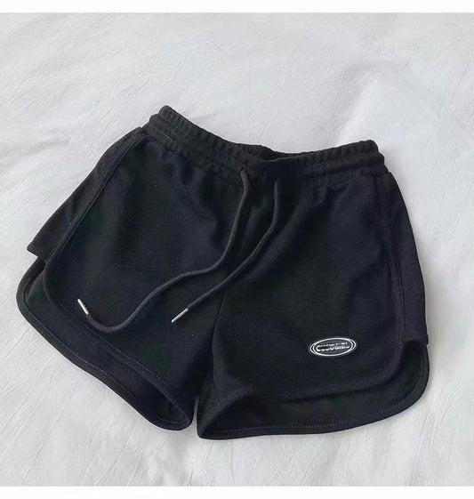 Pantalones cortos deportivos casuales de cintura alta y pierna ancha para mujer