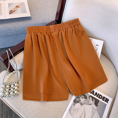 Summer Women Solid Color Casual Plus Size High Waist Shorts