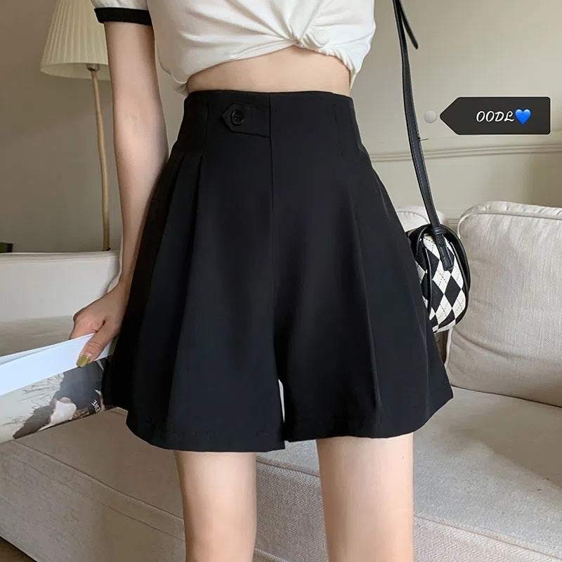 Women Fashion Casual Solid Color High Waist Shorts
