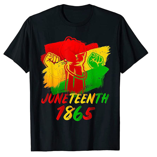 Camiseta unisex informal de manga corta con estampado de letras africanas Juneteenth