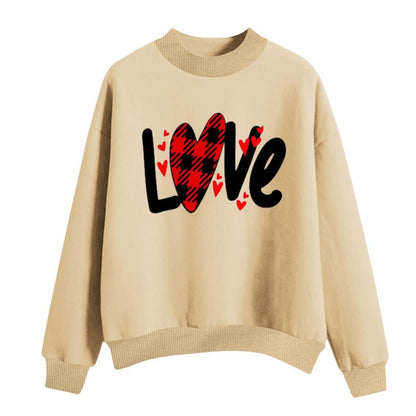 Sudadera holgada informal de San Valentín para mujer, con estampado de corazón y letras de amor, cuello redondo y manga larga
