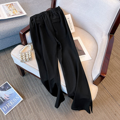 Women Fashion Casual Plus Size Solid Color Straight Pants