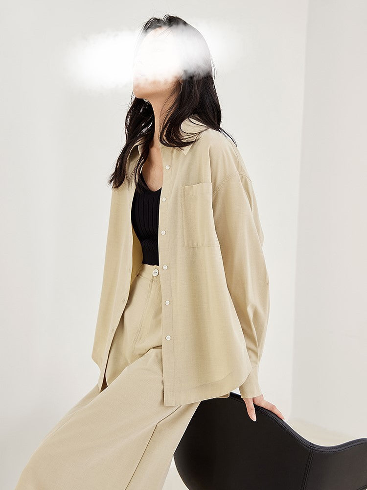 Camisa de manga larga casual de moda para mujer, top y falda