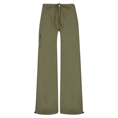 Women Fashion Casual Solid Color Drawstring Straight Pants