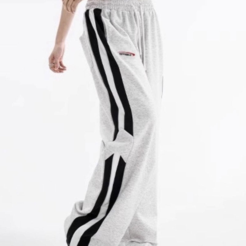 Sports Women Stripe Spring Loose Casual Straight Leg Cargo Pants
