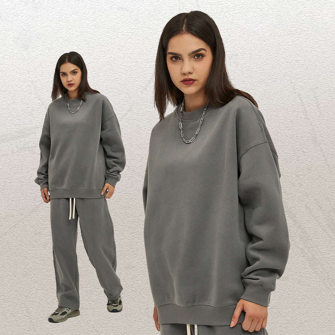 Sudadera gruesa con forro polar, holgada, informal, de color liso, a la moda para hombre