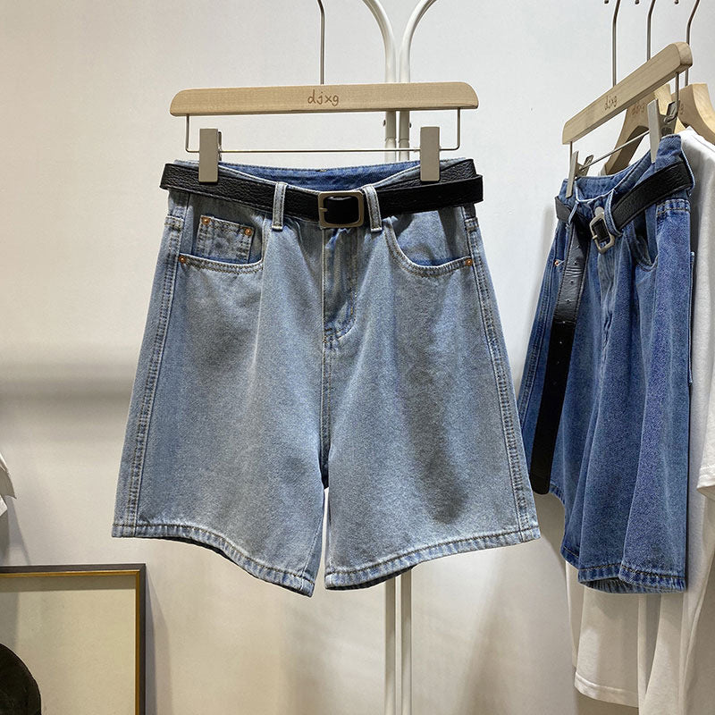 Pantalones cortos vaqueros informales de verano para mujer, de cintura alta, finos y de corte A