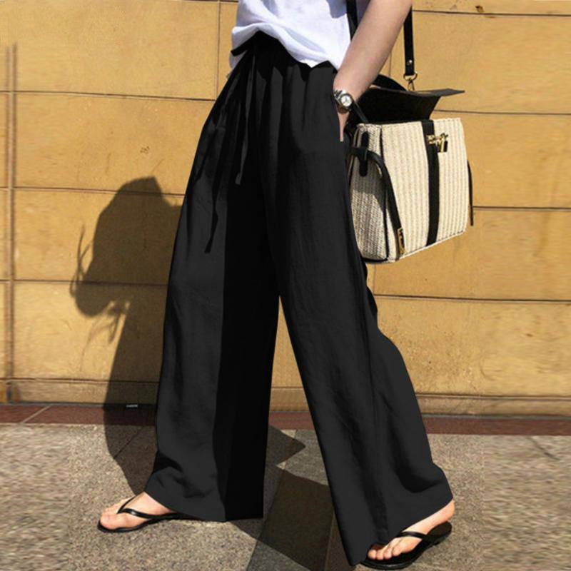 Women'S Fashion Casual High Waist Solid Color Loose Pants