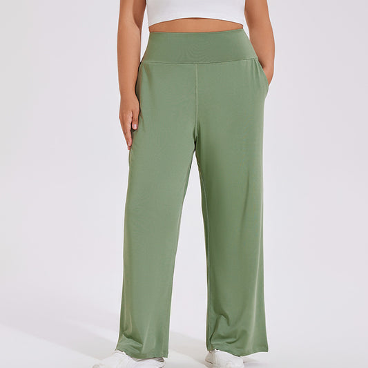 Pantalones acampanados deportivos de cintura alta para mujer, informales, de talla grande, para yoga y fitness