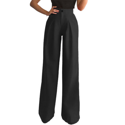 Pantalones anchos casuales de color liso a la moda para mujer
