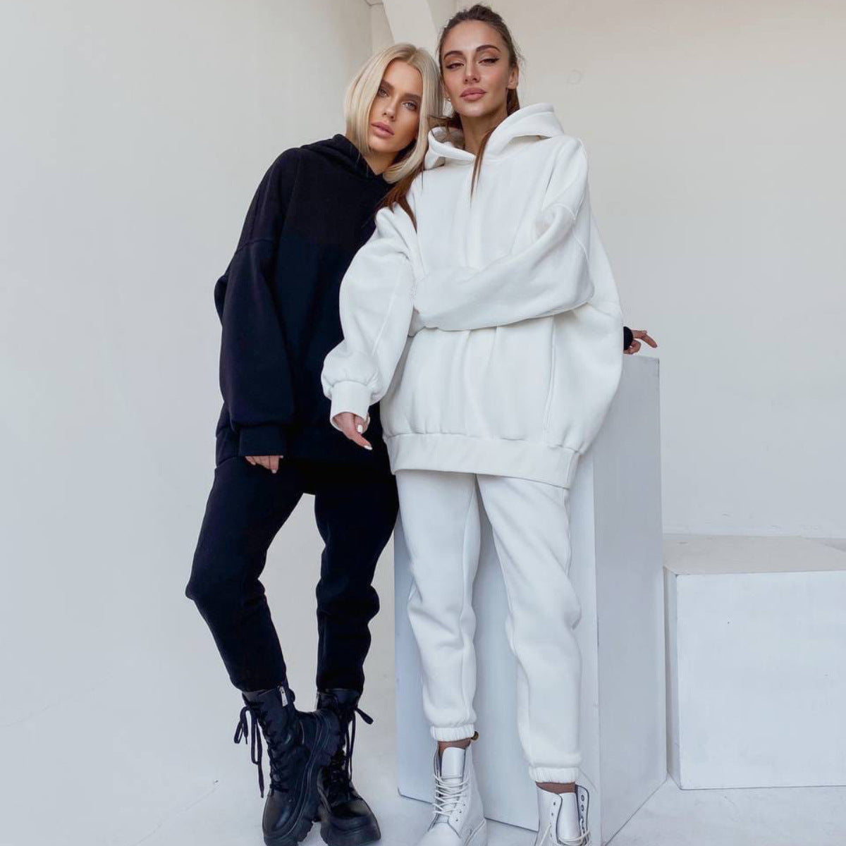 Autumn And Winter Women Fashion Casual Sports Hoodie Pants Two-Piece Set