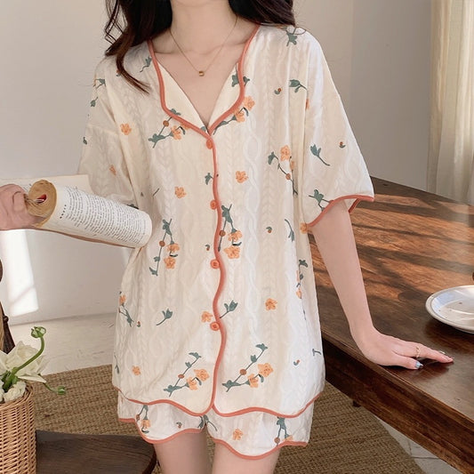 Conjunto de pijama informal de manga corta y pantalones cortos para mujer