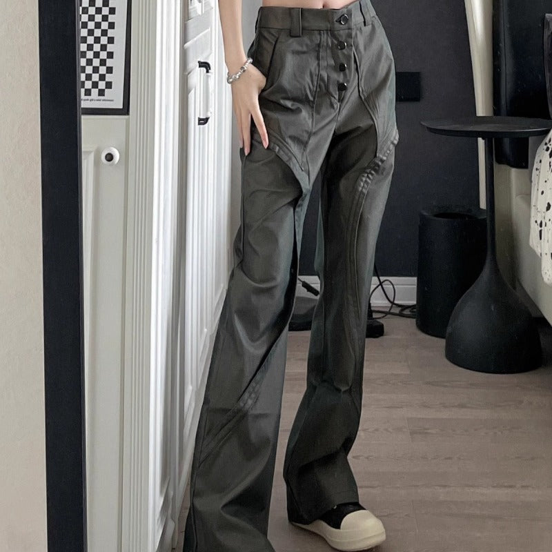 Pantalones cargo rectos sueltos de otoño para mujer con diseño de moda informal