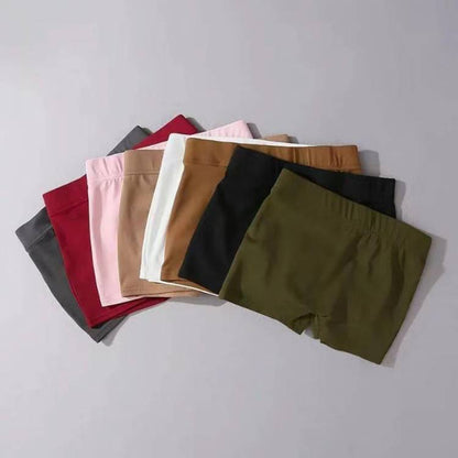 Bóxer ajustado elástico de color sólido informal para mujer, pantalones cortos anti-running