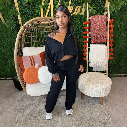 Conjunto de dos piezas de sudadera con capucha y pantalones con cordón y manga larga de color liso informal para mujer