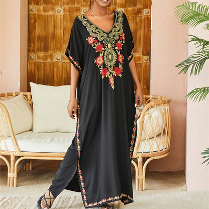 Traje de baño largo con bordado floral para mujer, estilo casual, para vacaciones