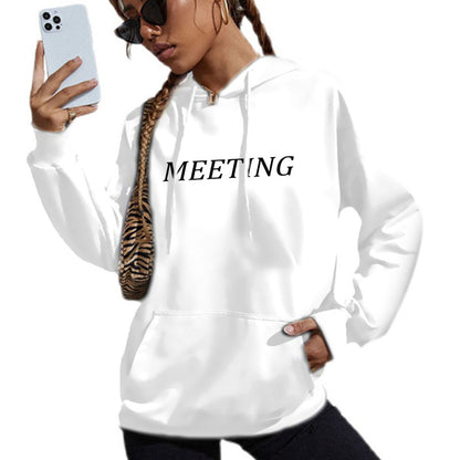 Sudadera con capucha de manga larga con estampado de letras informal a la moda para mujer
