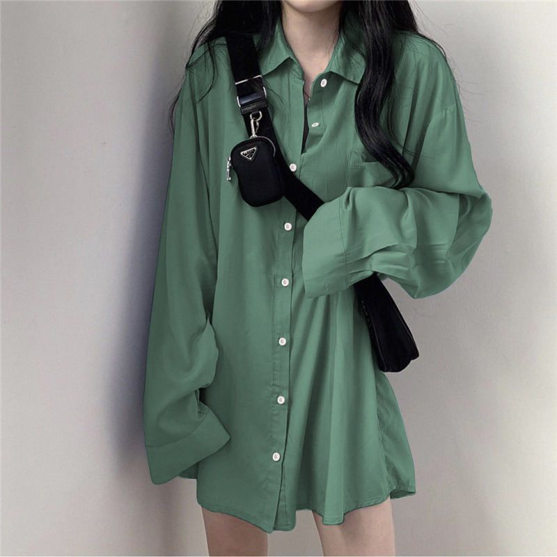 Fleece-Lined Thickened Plus Size Long Sleeve Shirt Women Casual Solid Color Loose Blouse