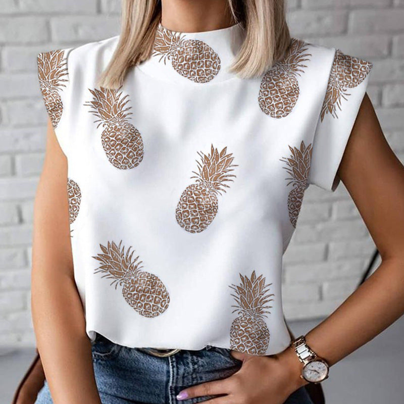 Blusa informal de verano con estampado de letras y mangas cortas para mujer