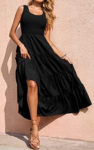 Vestido casual básico de verano para mujer, liso, corte A, estilo swing