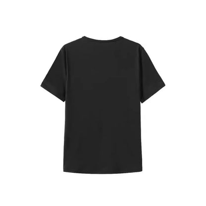Camiseta informal de manga corta con cuello redondo y estampado para mujer