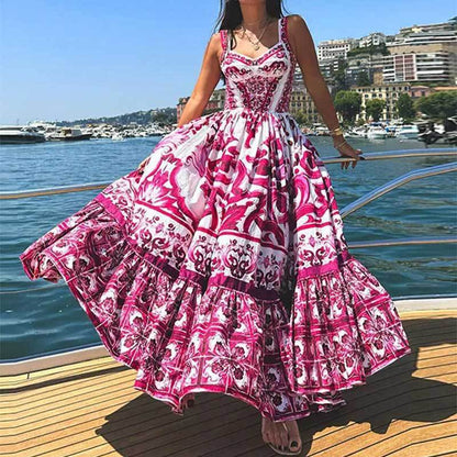 Vestido informal bohemio de tirantes para mujer para vacaciones
