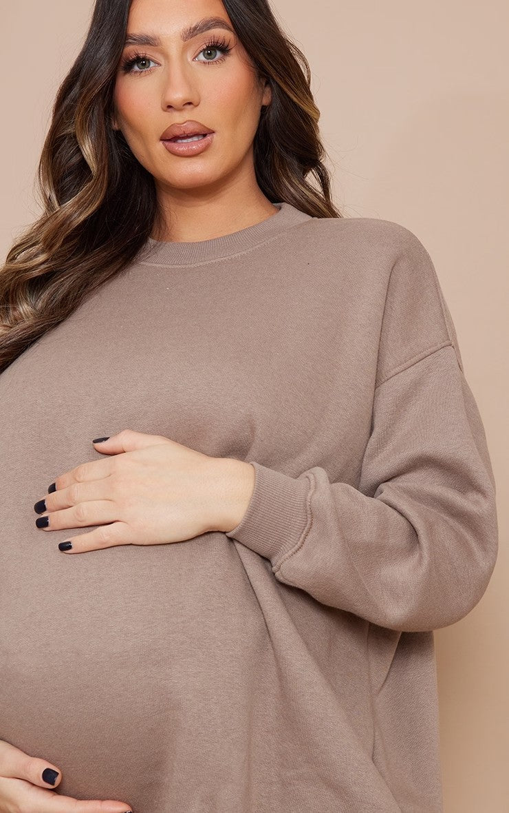 Sudadera de maternidad de manga larga de color liso informal para mujeres embarazadas