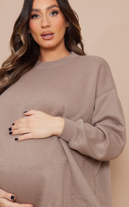 Sudadera de maternidad de manga larga de color liso informal para mujeres embarazadas