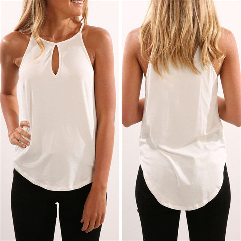 Women Basic Casual Fashion Solid Color Round Neck Tank Top