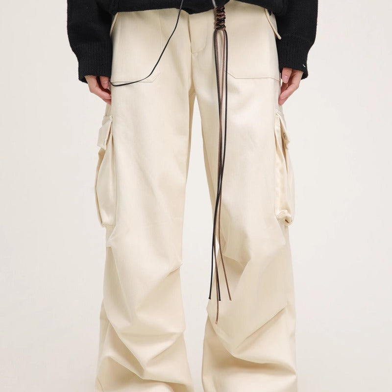 Pantalones cargo casuales de Maillard, holgados y rectos con bolsillos vintage para mujer