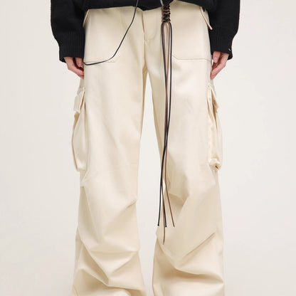 Pantalones cargo casuales de Maillard, holgados y rectos con bolsillos vintage para mujer