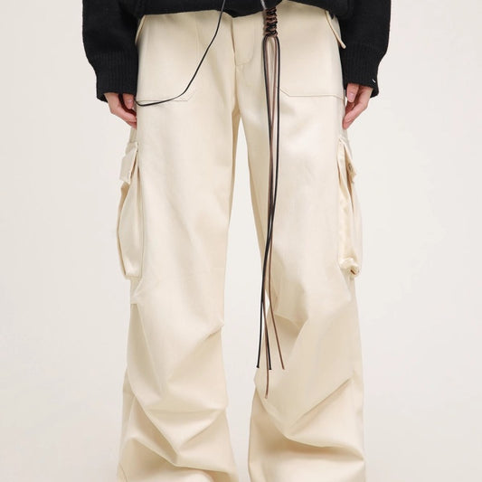 Pantalones cargo casuales de Maillard, holgados y rectos con bolsillos vintage para mujer