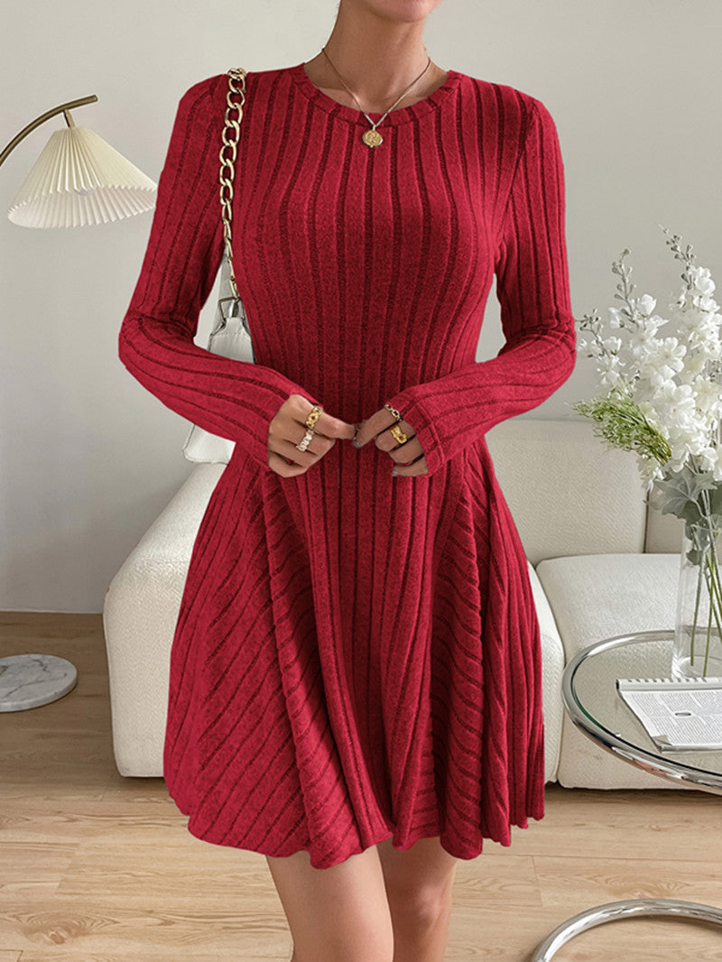 Autumn And Winter Women Knitted Long-Sleeved Casual Dress