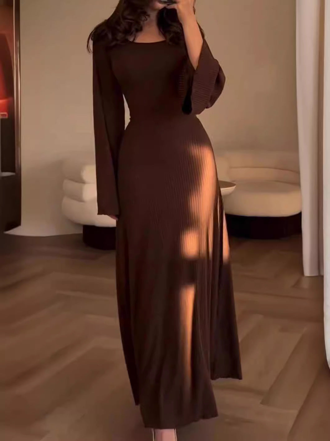 Women Fashion Long Sleeve Loose Casual Dress