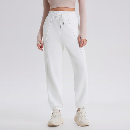 Women Fashion Casual Solid Color Drawstring Jogger Pants