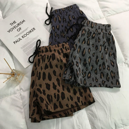 Sports Women Summer Leopard Print Loose Oversized Casual Elastic Waist Short