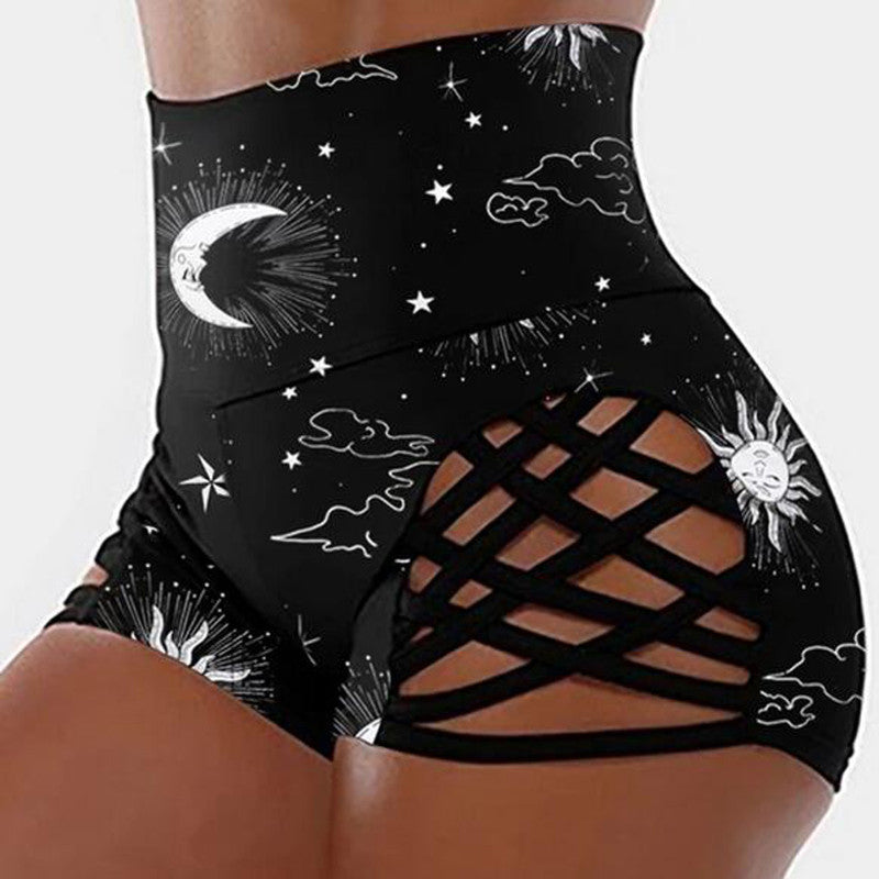 Women Casual High Waist Bandage Safty Biker Shorts