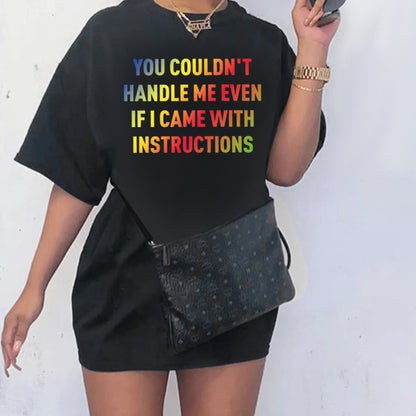 Vestido informal de manga corta con cuello redondo y estampado 3D de letras y eslogan para mujer