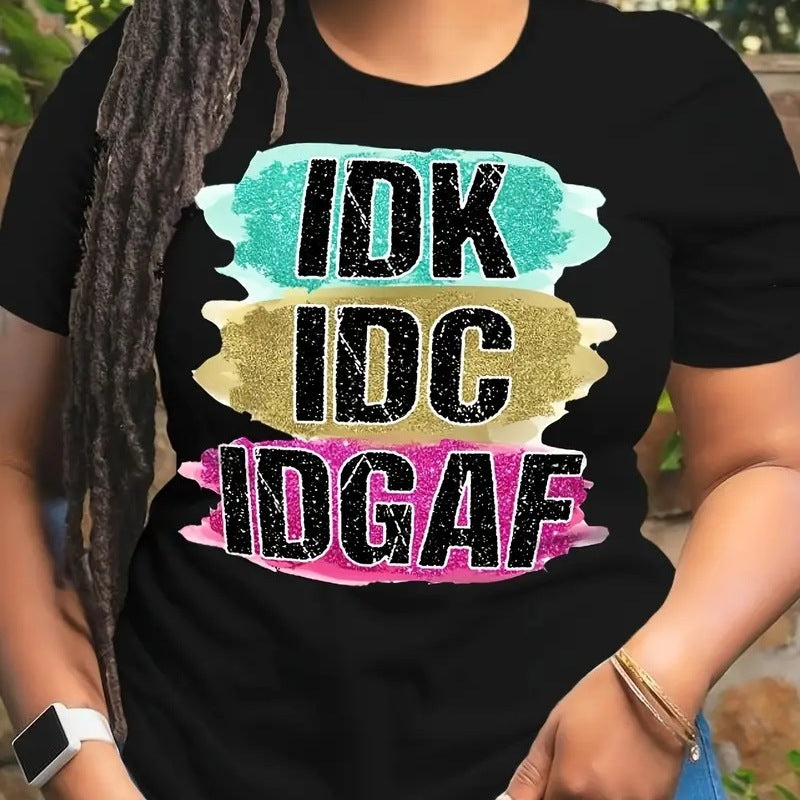 Camiseta informal de manga corta con estampado de dibujos animados para mujer