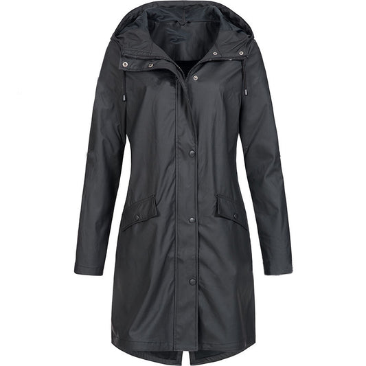 Gabardina con capucha de color liso para mujer, informal, de talla grande, a la moda, para otoño e invierno