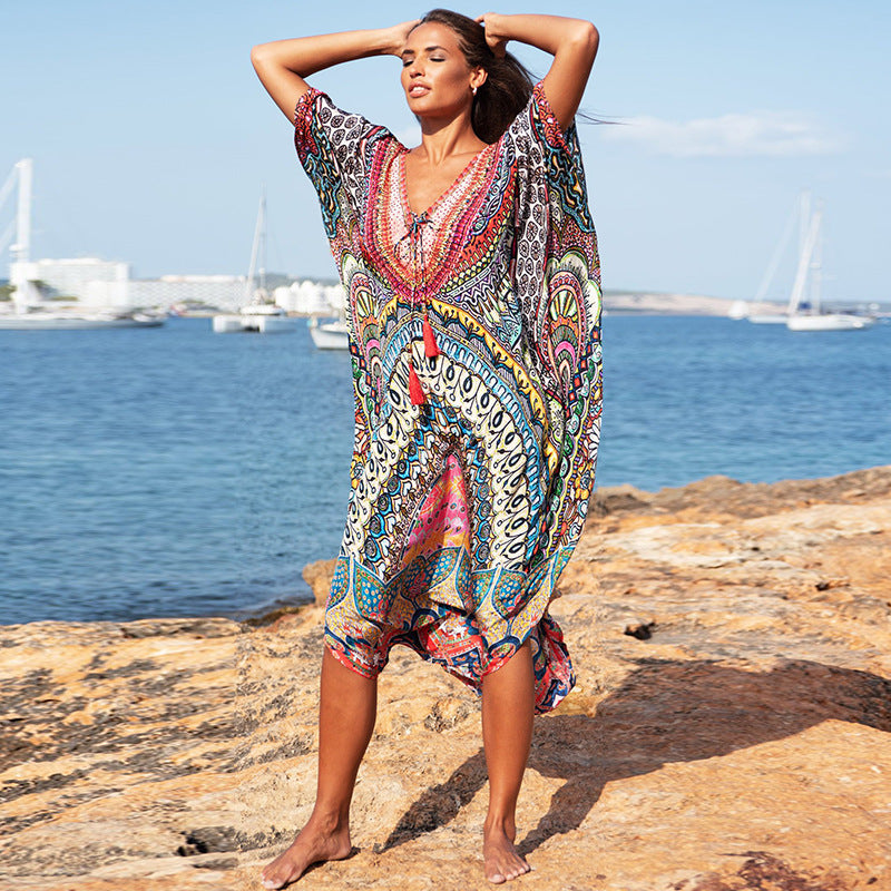 Traje de baño de playa estampado para mujer, estilo casual, para vacaciones