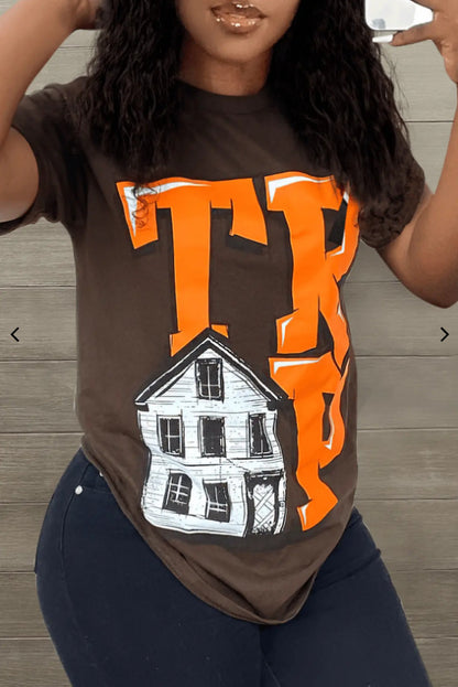 Camiseta de manga corta con estampado gráfico para mujer, informal y de moda
