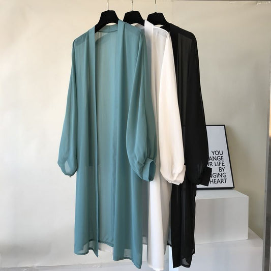 Chaqueta tipo cárdigan informal de gasa con protección solar para playa y vacaciones para mujer