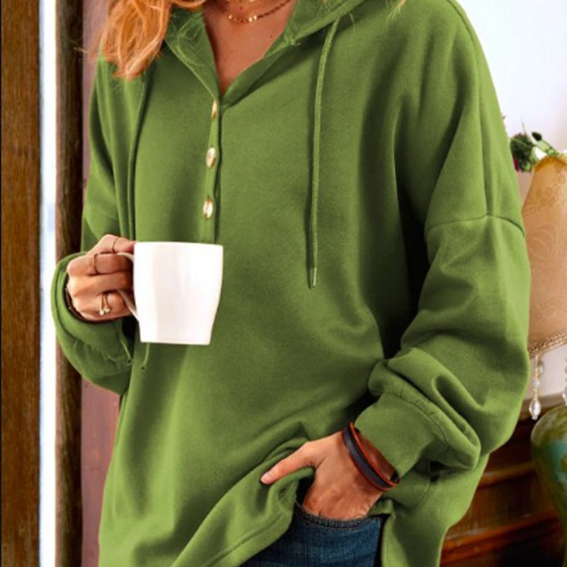 Sudadera con capucha de algodón de color liso para mujer, informal, de invierno, de talla grande