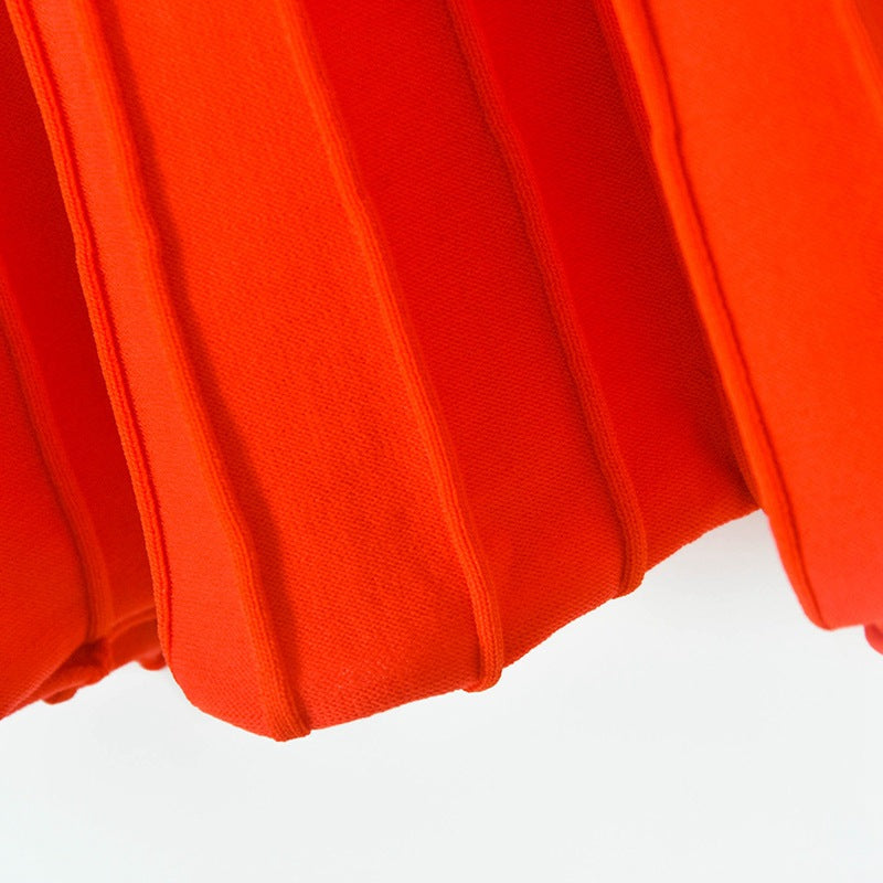 Vestido informal de punto de manga corta con cuello redondo y color liso para mujer