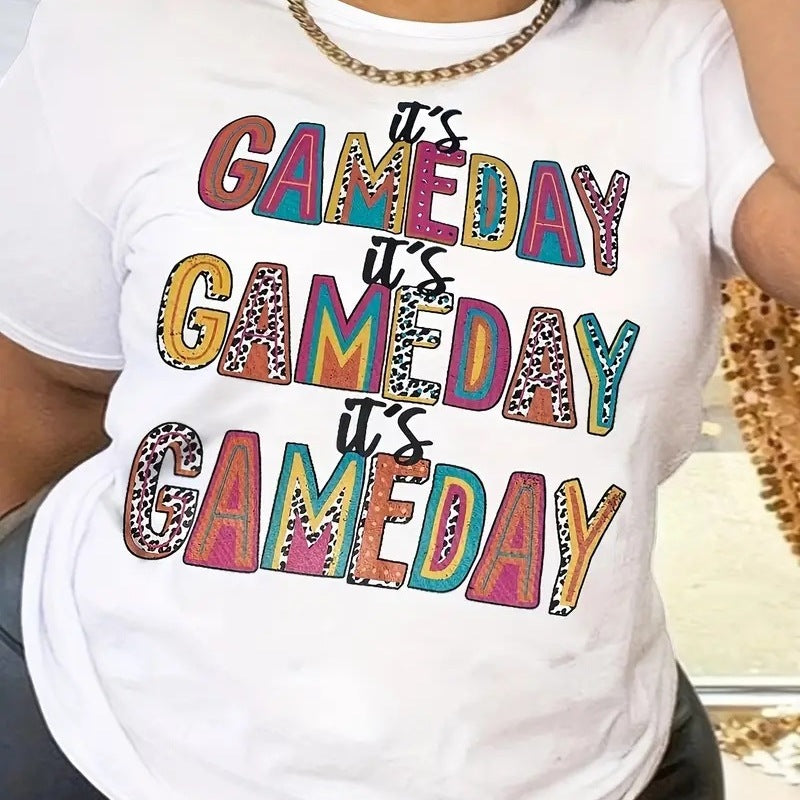 Camiseta informal de manga corta con estampado de dibujos animados para mujer