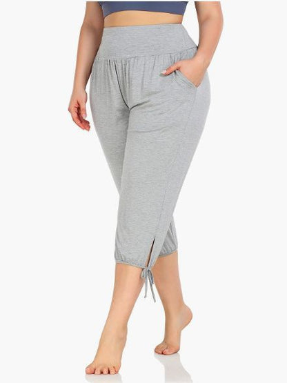 Women Fashion Casual Plus Size Solid Color Yoga Loose Pants