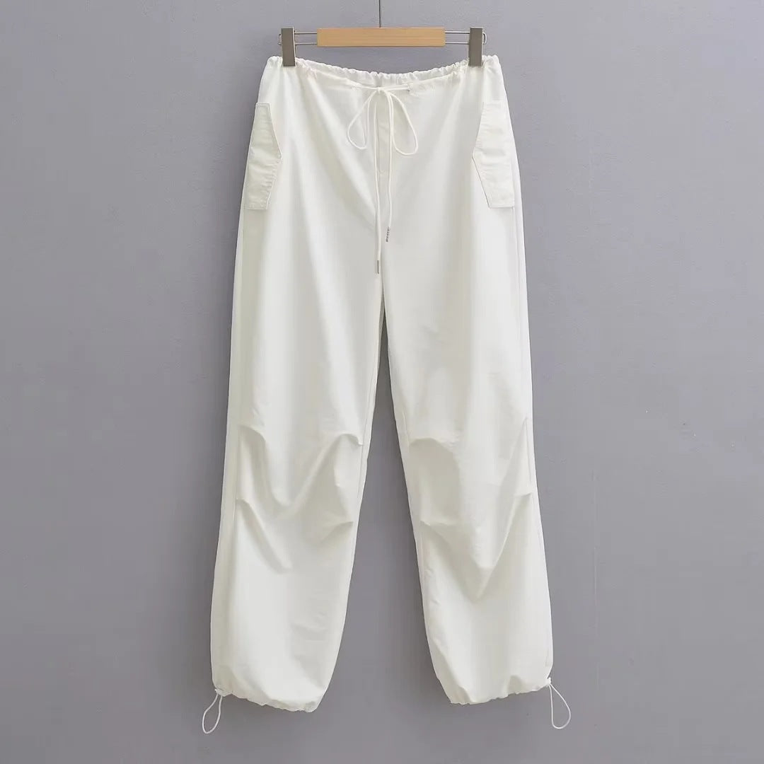 Women Fashion Drawstring Leg Casual Pants Thin Crowd Pants