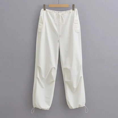 Women Fashion Drawstring Leg Casual Pants Thin Crowd Pants
