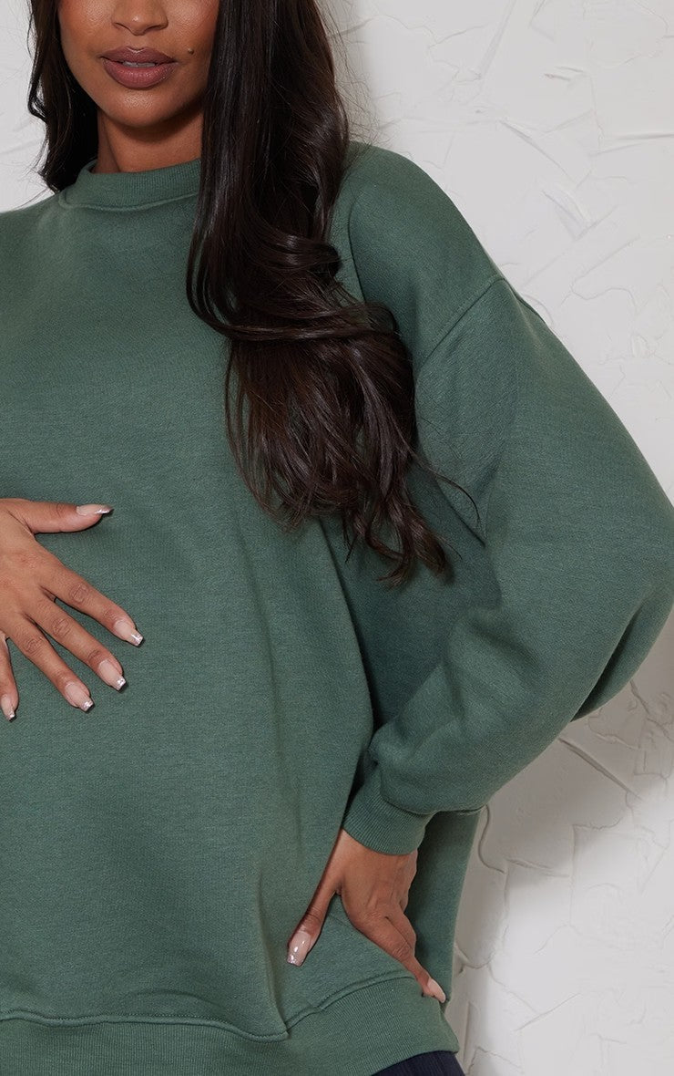 Sudadera de maternidad de manga larga de color liso informal para mujeres embarazadas